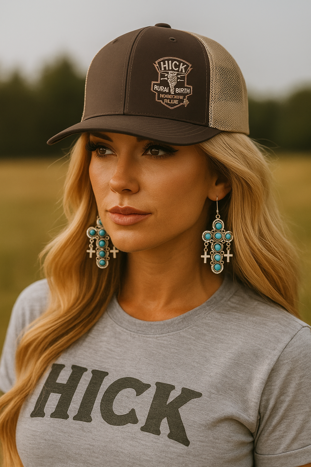 Hick Brand Clothing – Turquoise Cross Shape Earrings